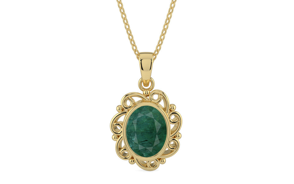 Ashtadhatu Emerald Pendant Prime Quality (P5)