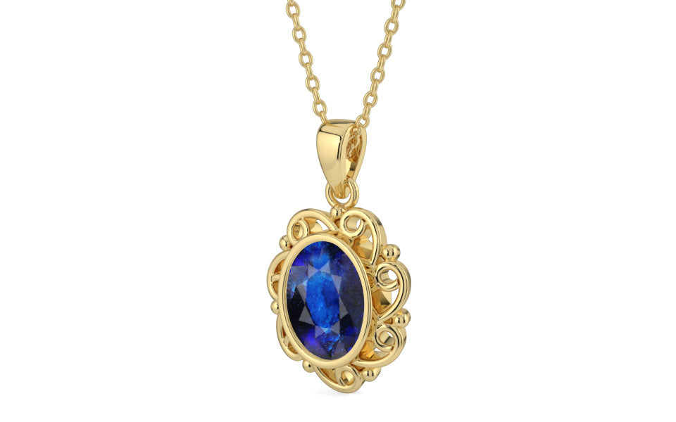 Ashtadhatu Thailand Blue Sapphire Pendant Rare Quality (P5)