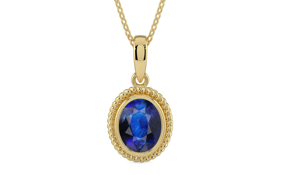 Ashtadhatu Thailand Blue Sapphire Pendant Rare Quality (P7)