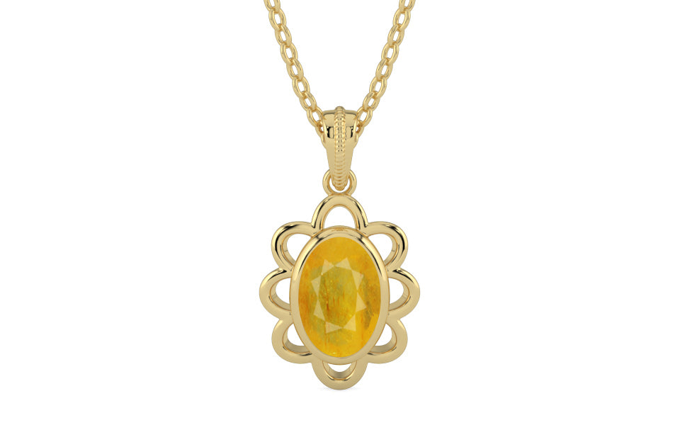 Ashtadhatu Thailand Yellow Sapphire Pendant Fine Quality (P3)