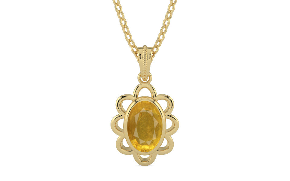 Ashtadhatu Thailand Yellow Sapphire Pendant Prime Quality (P3)
