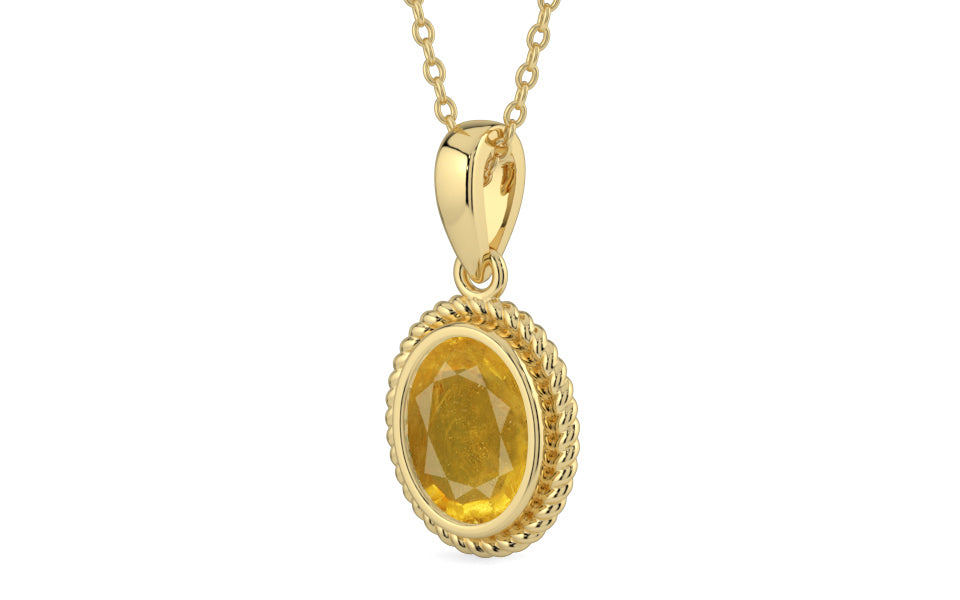 Ashtadhatu Thailand Yellow Sapphire Pendant Prime Quality (P7)