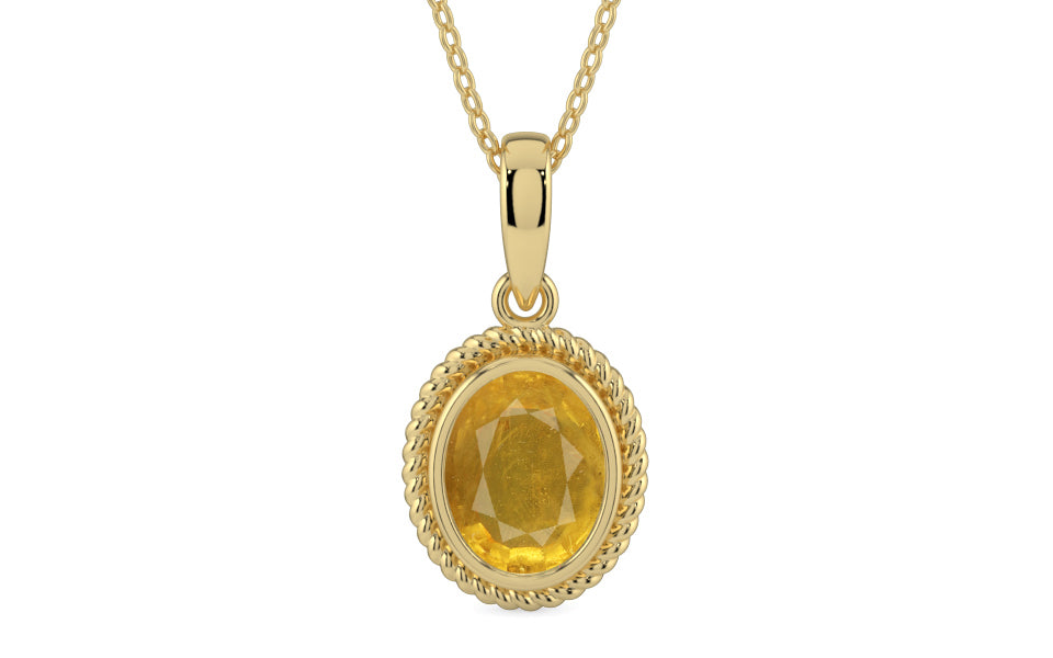 Ashtadhatu Thailand Yellow Sapphire Pendant Prime Quality (P7)