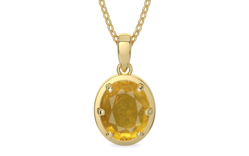Ashtadhatu Thailand Yellow Sapphire Pendant Prime Quality (P8)