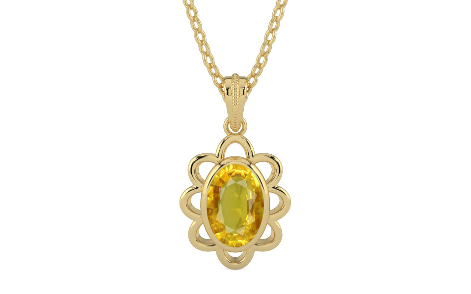 Ashtadhatu Thailand Yellow Sapphire Pendant Rare Quality (P3)