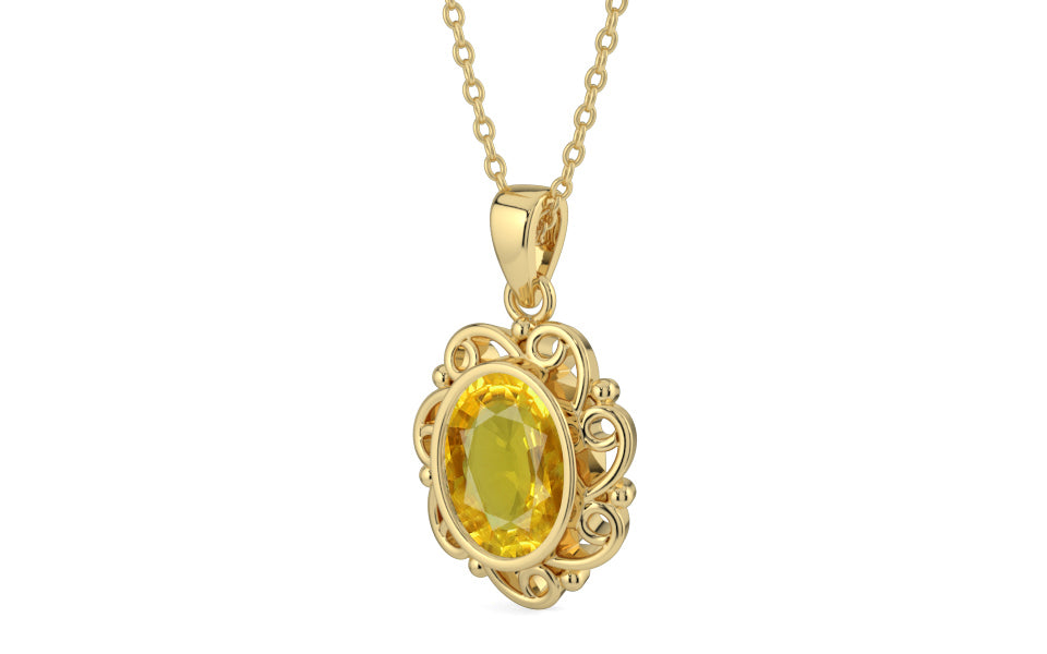 Ashtadhatu Thailand Yellow Sapphire Pendant Rare Quality (P5)