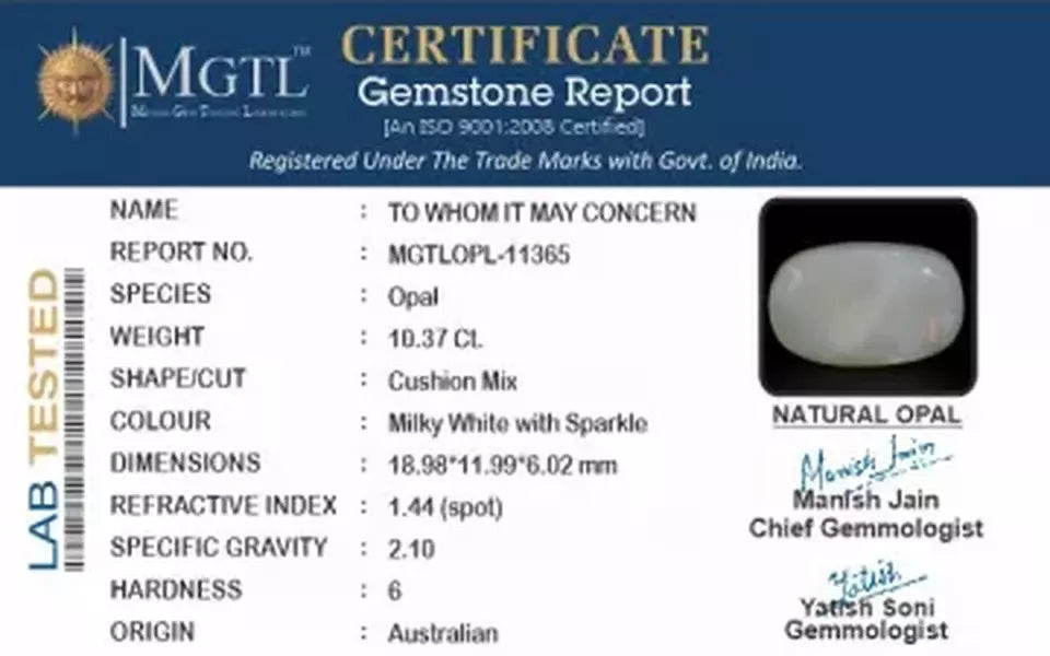 Australian Opal - 10.37 Carat Prime Quality OPL-11365