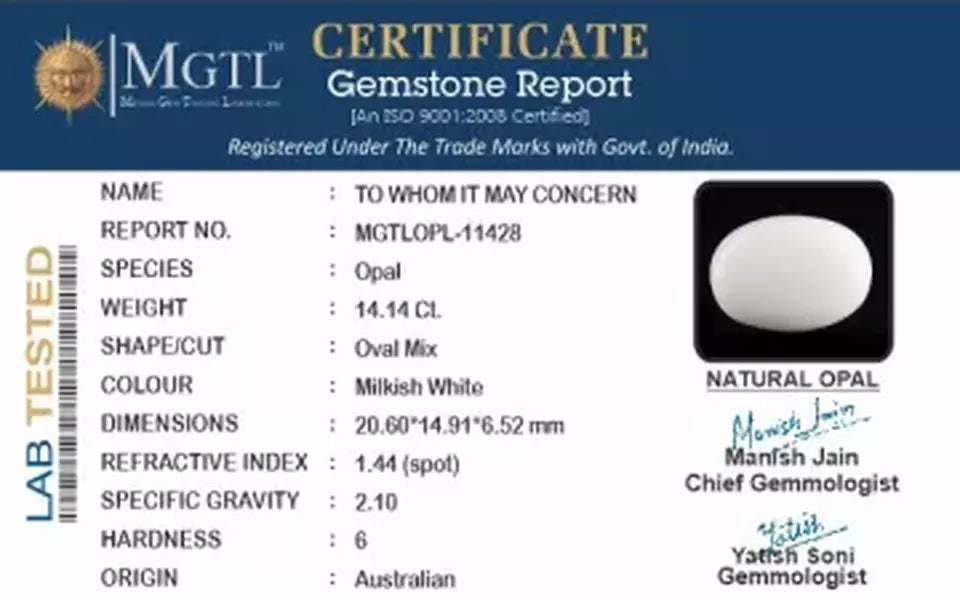 Australian Opal - 14.14 Carat Fine Quality OPL-11428