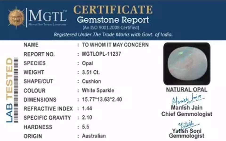 Australian Opal - 3.51-Carat Prime-Quality OPL-11237