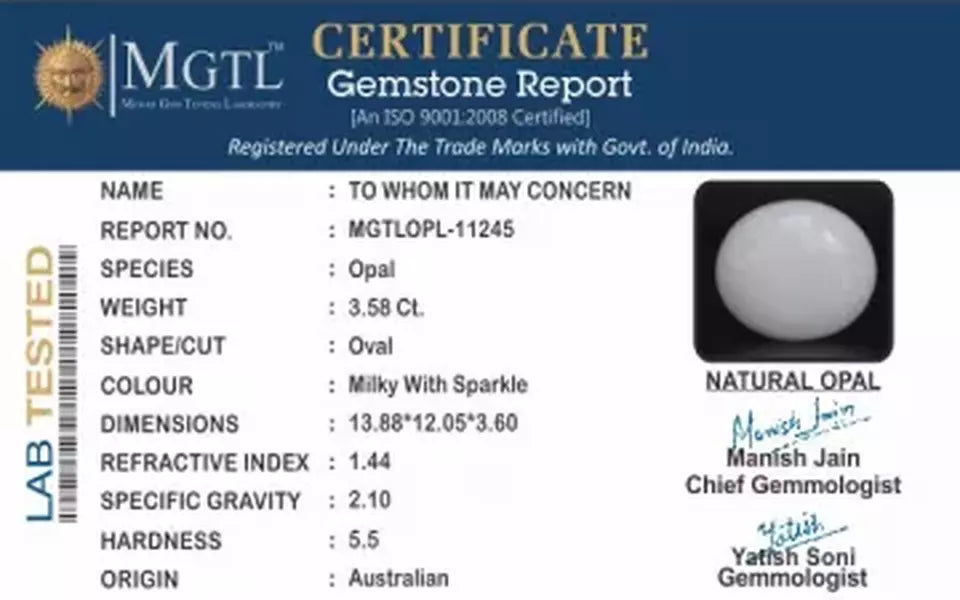 Australian Opal - 3.58 Carat Limited Quality OPL-11245