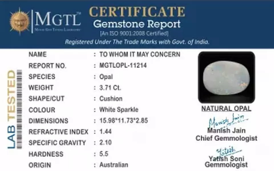 Australian Opal - 3.71-Carat Prime-Quality OPL-11214