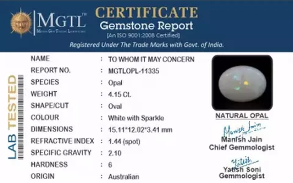 Australian Opal - 4.15 Carat Rare Quality OPL-11335