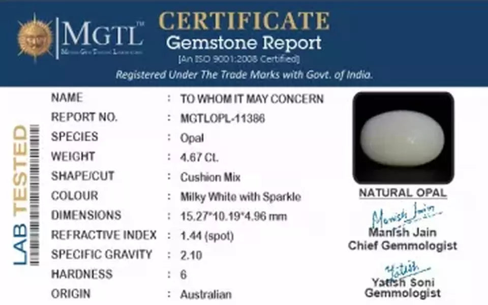 Australian Opal - 4.67 Carat Prime Quality OPL-11386