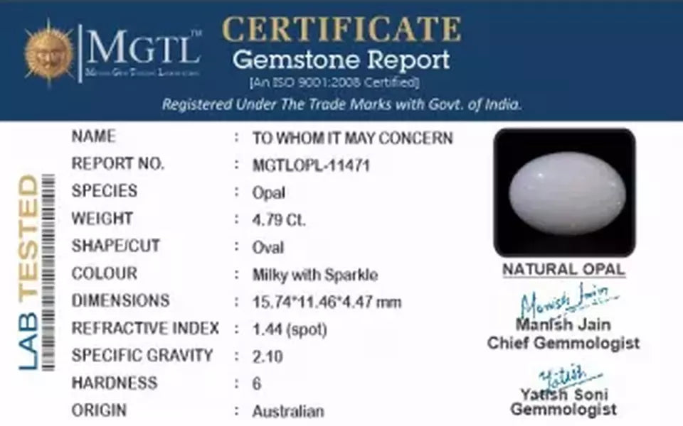 Australian Opal - 4.79 Carat Limited Quality OPL-11471
