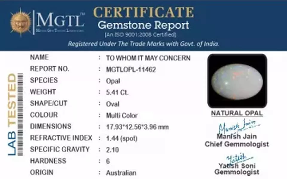 Australian Opal - 5.41 Carat Rare Quality OPL-11462