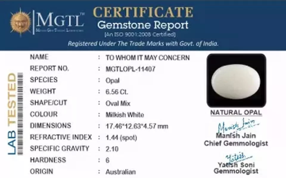 Australian Opal - 6.56 Carat Fine Quality OPL-11407