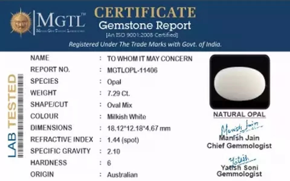 Australian Opal - 7.29 Carat Fine Quality OPL-11406