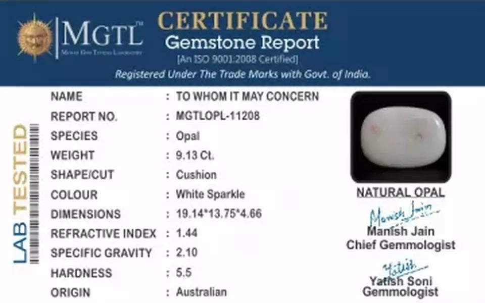 Australian Opal - 9.13-Carat Prime-Quality OPL-11208