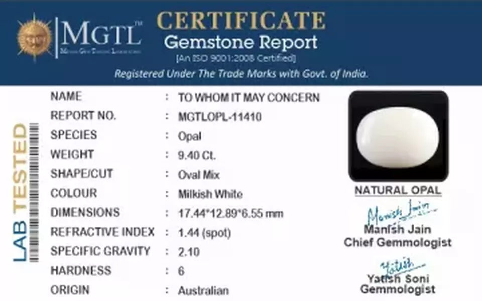 Australian Opal - 9.40 Carat Fine Quality OPL-11410