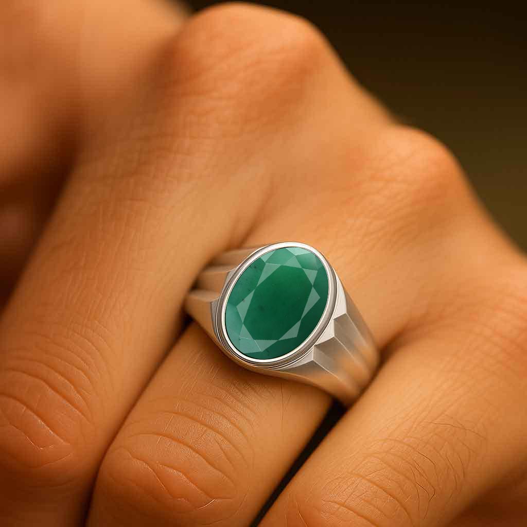 Authentic Handmade Sterling Silver (Panna) Ring For Men