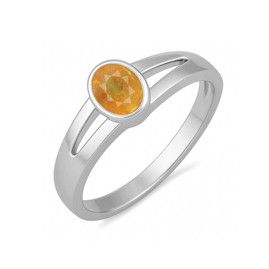 Authentic Vintage 925 Silver Yellow Sapphire Men’s Ring