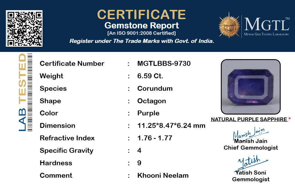 Khooni Neelam - 6.59 Carats