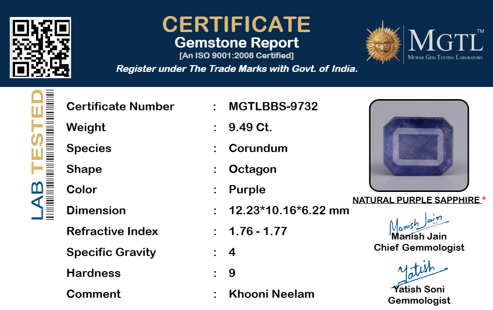 Khooni Neelam - 9.49 Carats