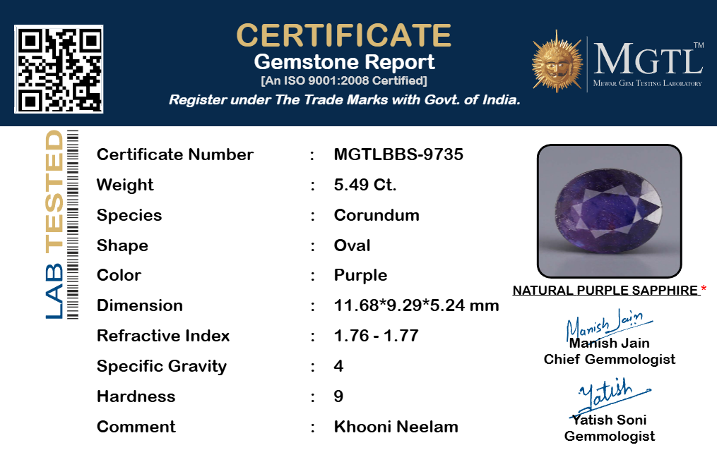Khooni Neelam - 5.49 Carats
