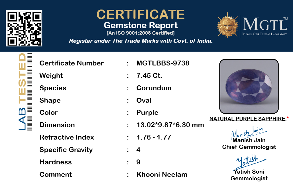 Khooni Neelam - 7.45 Carats