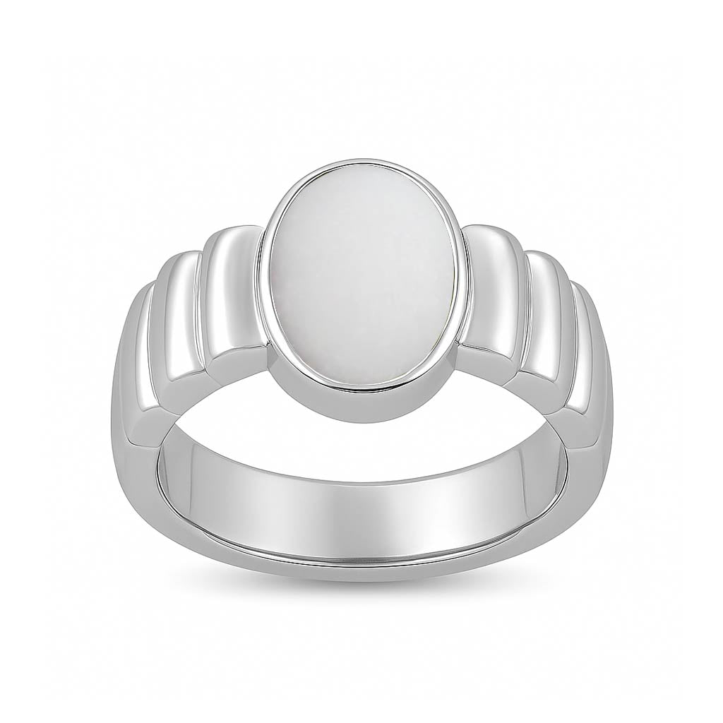 Bold Designer 925 Silver Opal Ring for Him