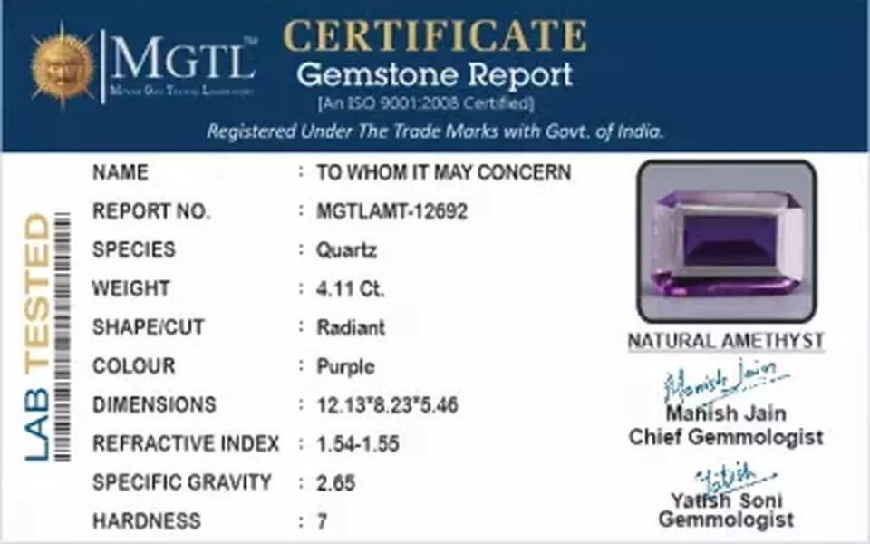 Brazilian Amethyst - 4.11 Carat Limited Quality AMT-12692