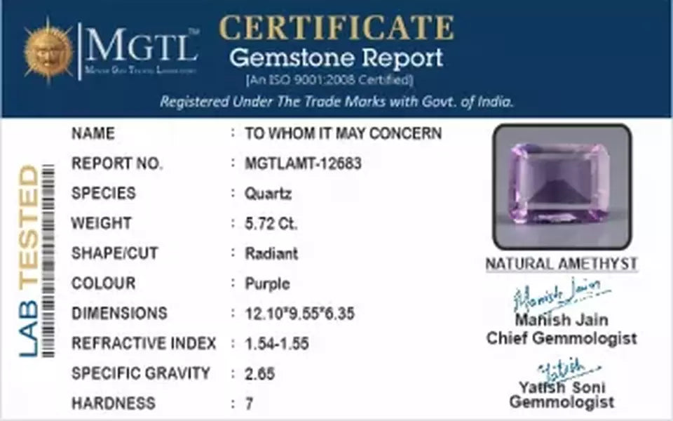 Brazilian Amethyst - 5.72 Carat Limited Quality AMT-12683