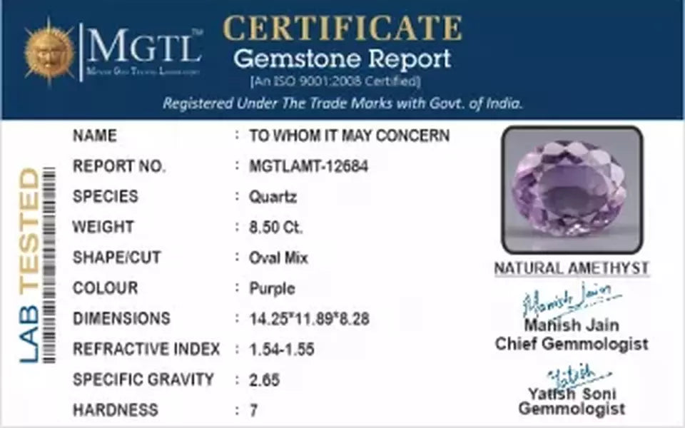 Brazilian Amethyst - 8.50 Carat Limited Quality AMT-12684