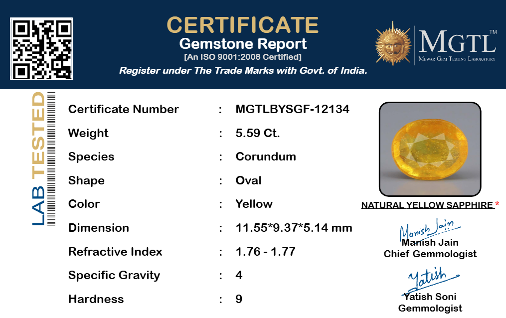 Yellow Sapphire - 5.59 Carats