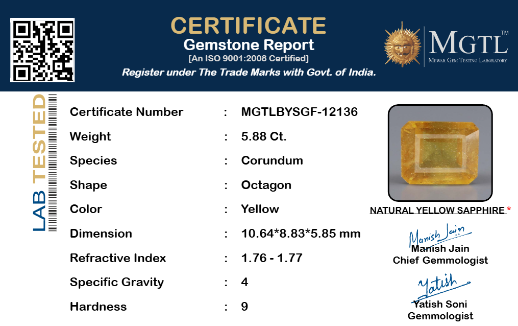 Yellow Sapphire - 5.88 Carats