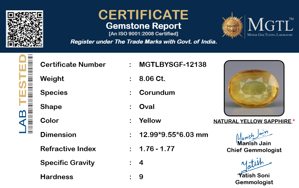 Yellow Sapphire - 8.06 Carats