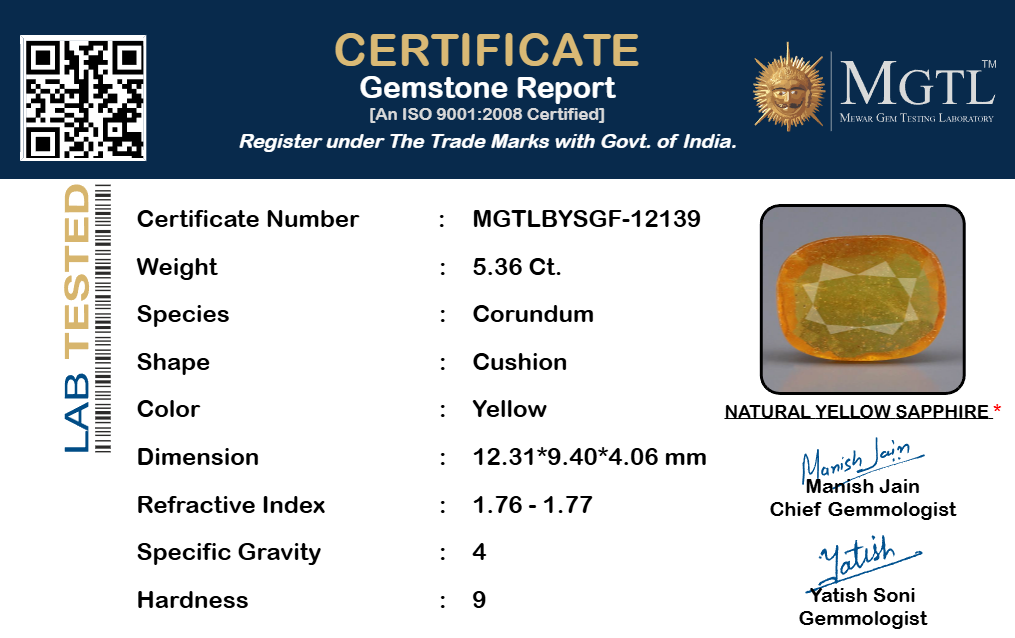 Yellow Sapphire - 5.36 Carats