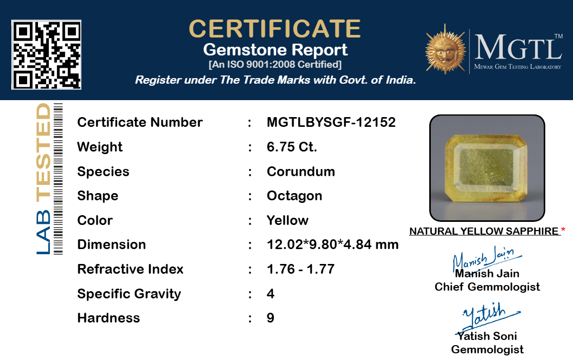 Yellow Sapphire - 6.75 Carats