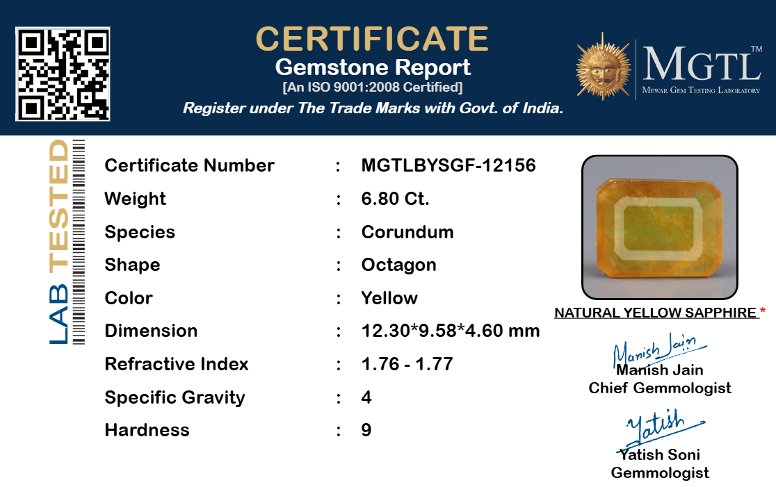 Yellow Sapphire - 6.80 Carats