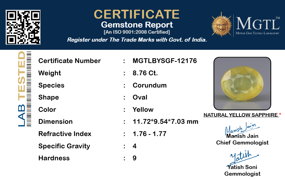 Yellow Sapphire - 8.76 Carats