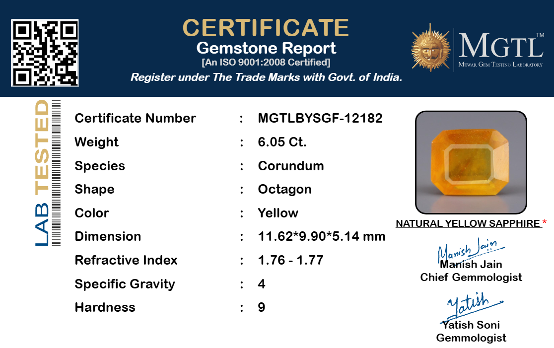 Yellow Sapphire - 6.05 Carats