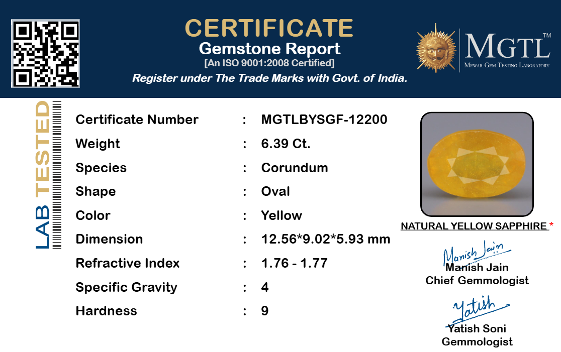 Yellow Sapphire - 6.39 Carats
