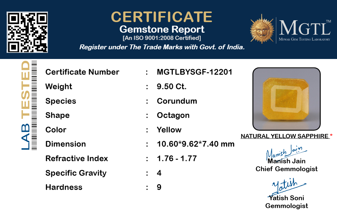 Yellow Sapphire - 9.50 Carats