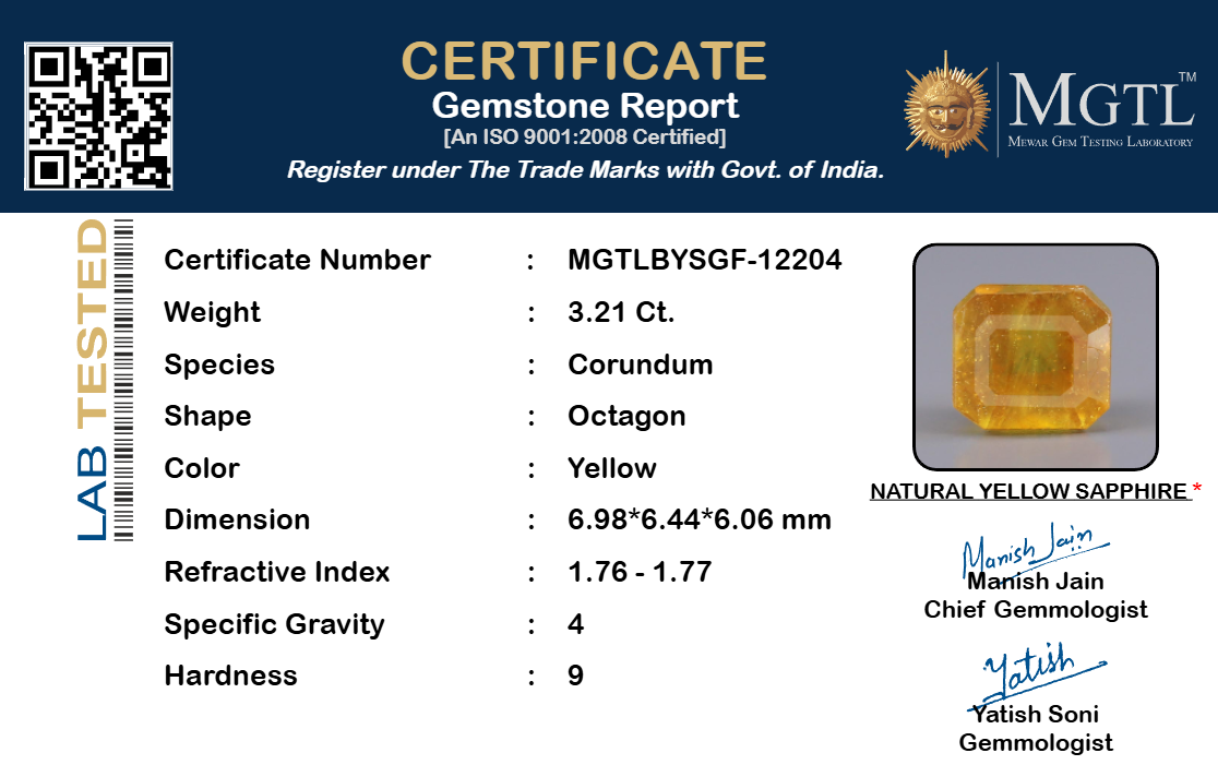 Yellow Sapphire - 3.21 Carats
