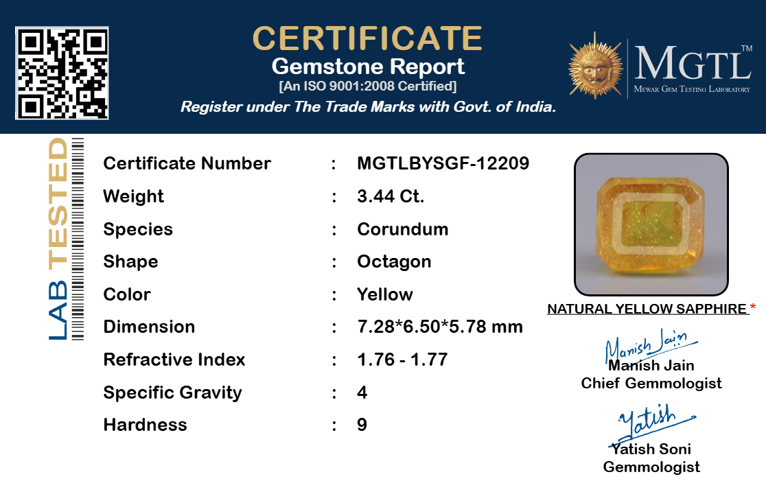 Yellow Sapphire - 3.44 Carats
