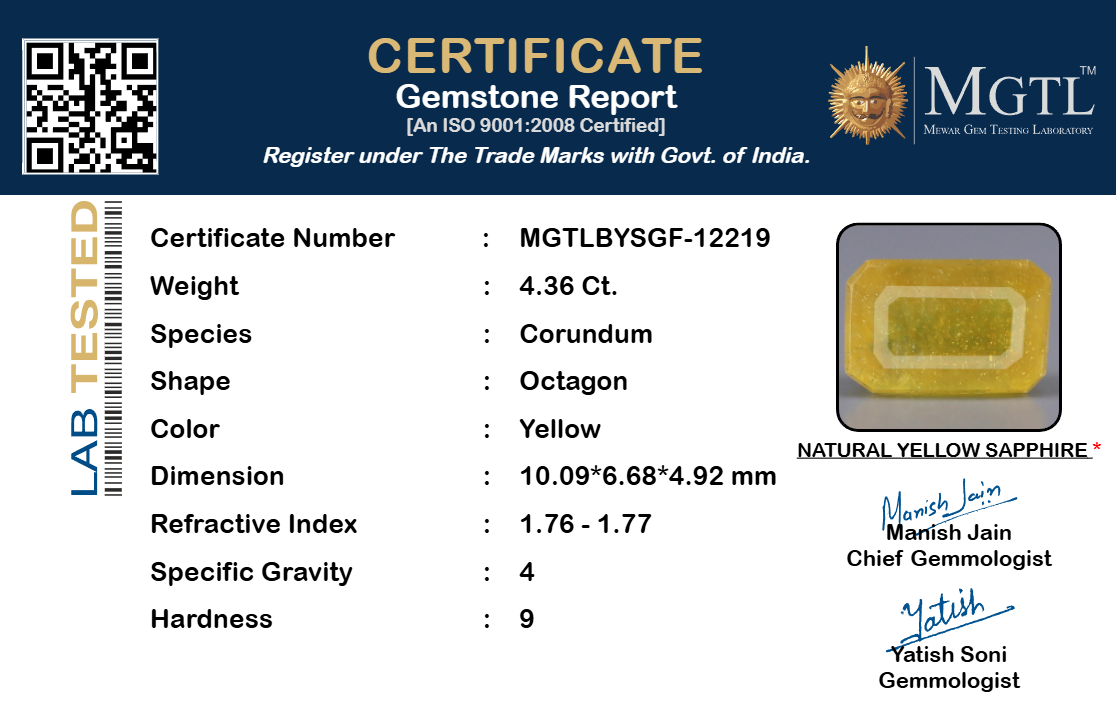 Yellow Sapphire - 4.36 Carats