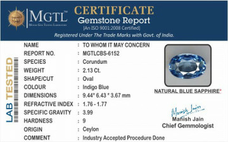 Blue Sapphire - 2.13 Carats