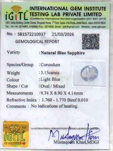 Ceylon Blue Sapphire - 3.15 Carat Fine Quality CBS-6382