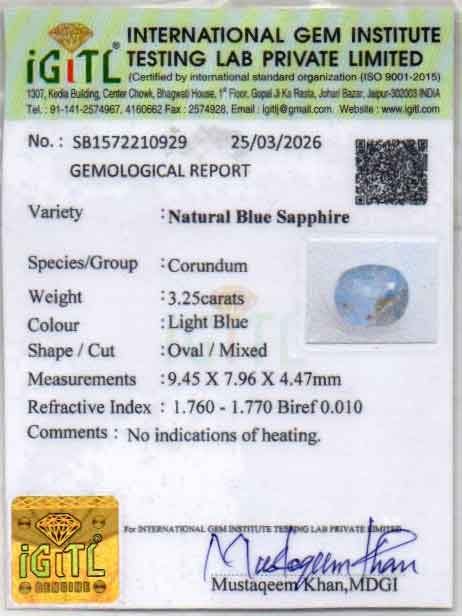 Blue Sapphire - 3.25 Carats