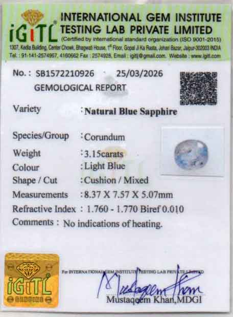 Blue Sapphire - 3.15 Carats